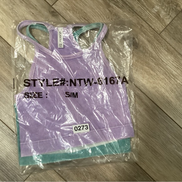 TWO, Zenana Lavender AND Teal Ribbed Crop Tank Tops - Picture 4 of 4